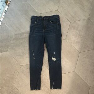 Abercrombie & Fitch Dark Wash Distressed Ultra Rise High Skinny Jeans 30 10R